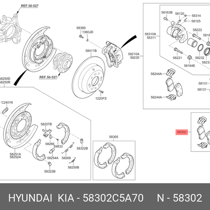 Premium Achteras Remblokken Set van 4 - Geschikt voor HYUNDAI / KIA 58302-C5A70