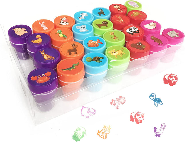 Kleurrijke en Creatieve Dieren Stempels voor Kinderen - 26 Stuks Zelf-inktende Stampers