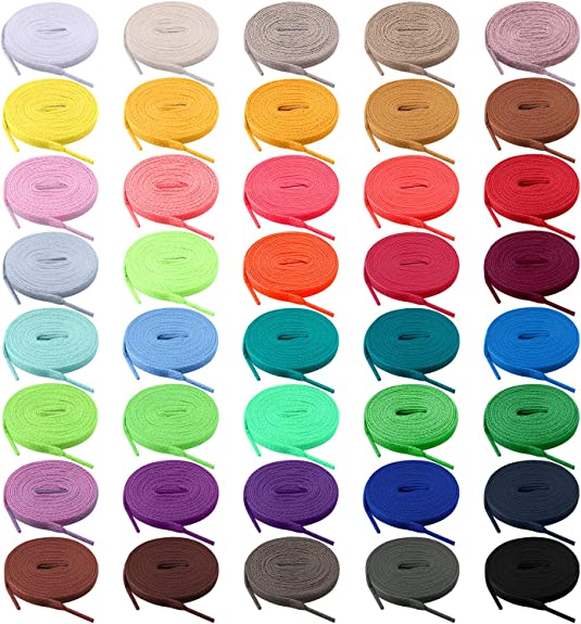 Kleurrijke Schoenveters Set - 40 Paar in Diverse Kleuren