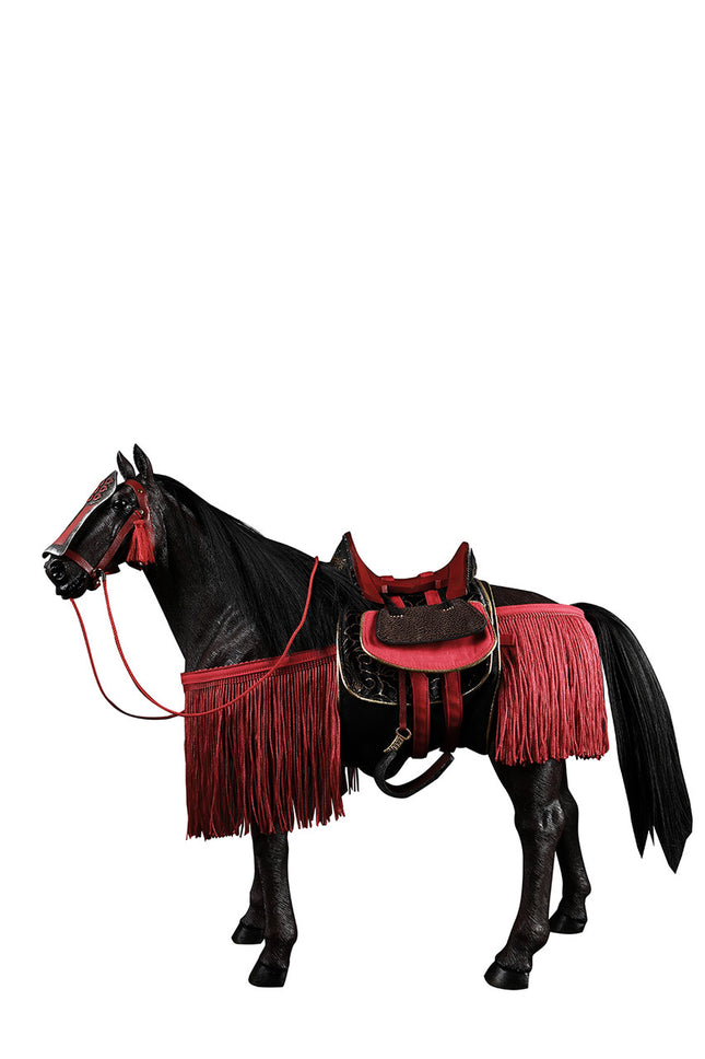 Majestueus 1/6e Schaal Paardenfiguur met Complete Zadelset & Rode Decoraties