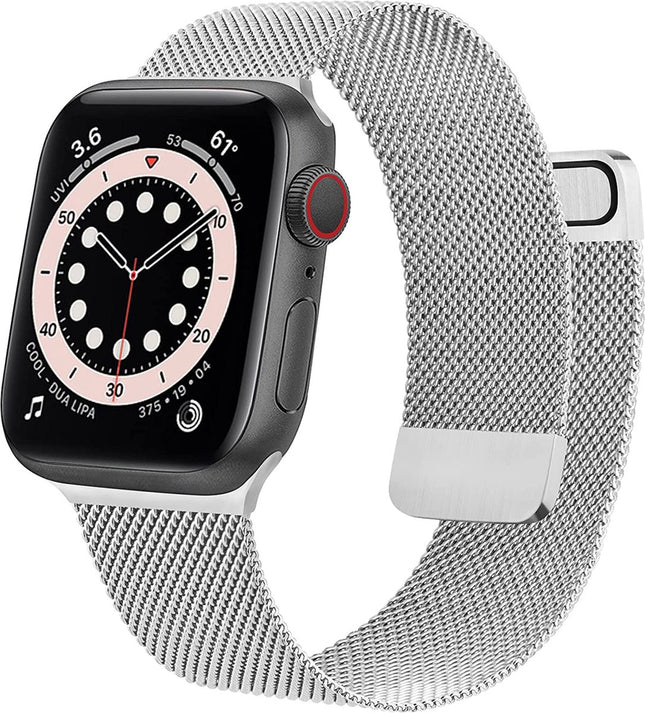Magnetische Sluiting Zilver Bandje geschikt voor Apple Watch Series