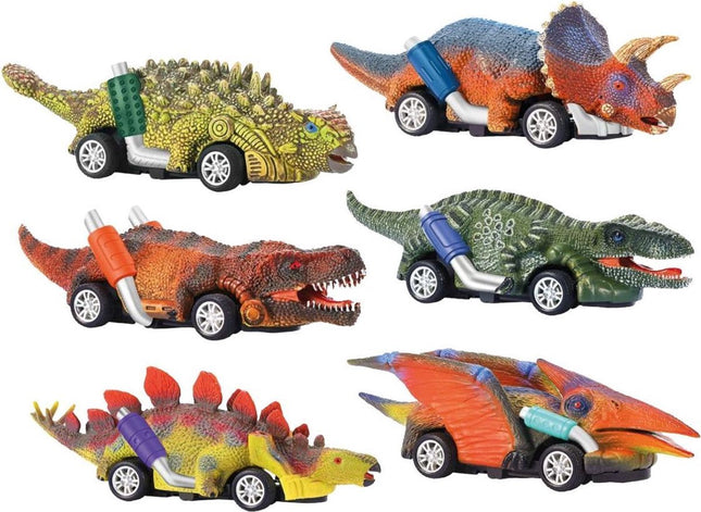 Jurassic Dino Racers - Dinosaurus Speelgoed Auto Set | - Set van 6
