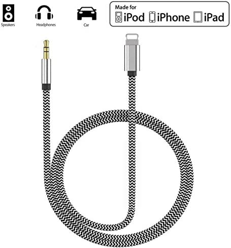 4 stuks Nieuwe versie] Aux-kabel voor iPhone-adapter naar 3,5 mm Aux-kabel Auto AUX-audiokabel Compatibel met iPhone 7/8/X/XS/11/12 voor auto/thuisstereo/hoofdtelefoon/luidspreker Ondersteuning voor alle IOS-systemen