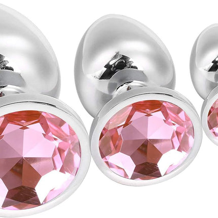 Set van 3 Metalen Buttplugs met Acryl Diamant Look