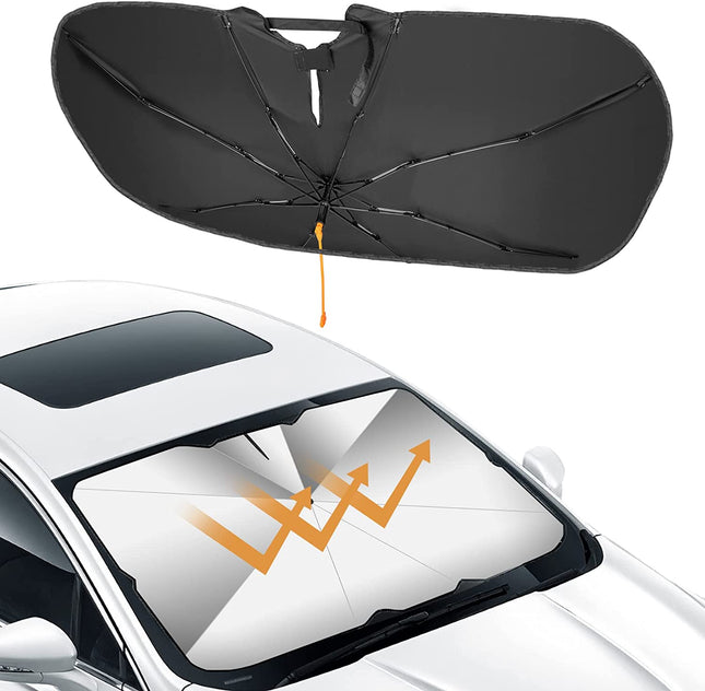 Oziral Zonwering auto voorruit, opvouwbare zonneklep, UV-bescherming en warmte, reflector, paraplu, voorruit zonwering voor auto/SUV/MVP/vrachtwagen/voertuigen, 31 x 57 inch