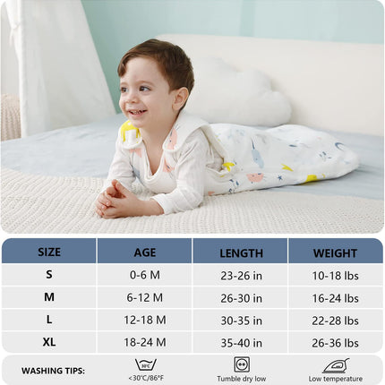 Slaapzak Baby Winterslaapzak - Zeer mooie kwaliteit - 2,5 TOG / 65 cm lang - Heerlijk zachte en ademende Babyslaapzak - 0-6 Maanden - 100% Katoen