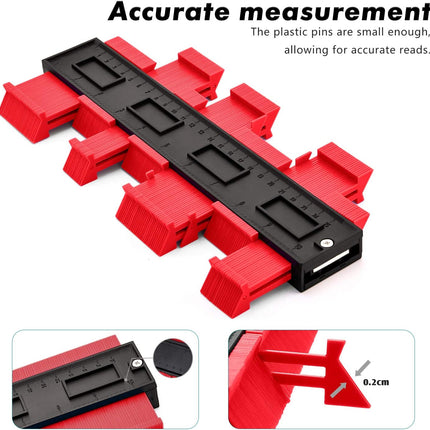 Contourmeter | 25 cm | Contour Duplicator | Grote Snijcontour Duplicator Meter | ABS Plastic meetgereedschap | Rood