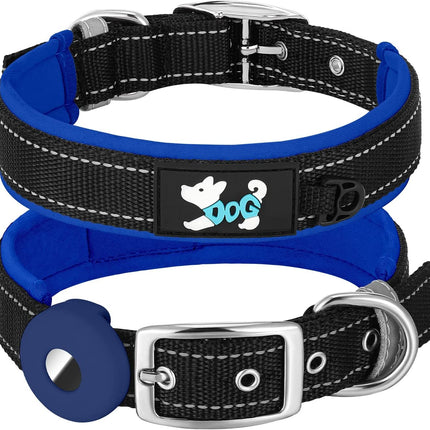 Air Tag halsband, verstelbare reflecterende halsband zachte halsbanden voor huisdieren training buiten lopen voor kleine middelgrote grote honden (M blauw)