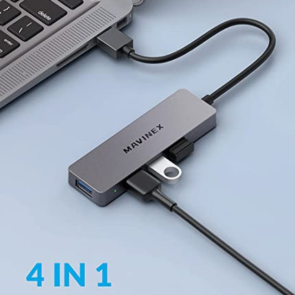 Aluminium 4-poorts ultradunne SuperSpeed 5Gbps USB 3.0-adapter Compatibel met pc MacBook Surface Pro XPS flashdrive mobiele harde schijf