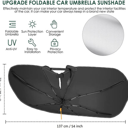 Oziral Zonwering auto voorruit, opvouwbare zonneklep, UV-bescherming en warmte, reflector, paraplu, voorruit zonwering voor auto/SUV/MVP/vrachtwagen/voertuigen, 31 x 57 inch