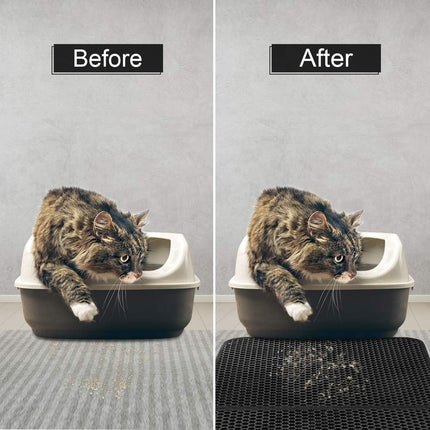 Kattenbakmat - Dubbellaags Honingraatontwerp - Waterdicht - Urinebestendig Materiaal - Gemakkelijk Schoon te Maken - 45 x 65 cm - Zwart