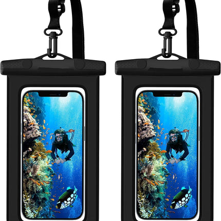 waterdichte telefoonhoes, [2-pack] IPX8 universele waterdichte zak mobiele telefoon droge tas voor iPhone 12 Pro Max/11/XR/XS/SE 2020/7/8/Samsung Galaxy/Moto/Google/Blu en meer tot 7 inch