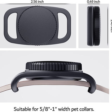 waterdichte Airtag halsbandhouder (2-pack) voor Apple AirTag, plastic en siliconen halsbandhoes anti-verloren luchttag-hoeshouder voor kat hond GPS-tracker (zwart)