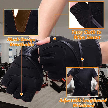 Fitnesshandschoenen - Trainingshandschoenen met polssteun en handpalmbescherming - antislip - ideaal voor gewichtheffen, crossfit, bodybuilding - Sporthandschoenen voor heren en dames - Maat XXL