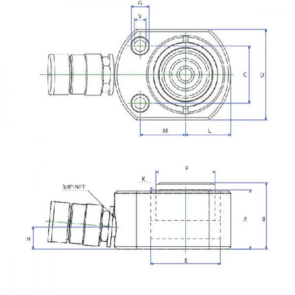 Betex Cilinder NSLS 500 - 8210500 | 50 ton | 113.0 cm³ | 66 mm A | 82 mm B | 665 mm | 145 x 115 mm | 575 mm | 11 V | 68 kg
