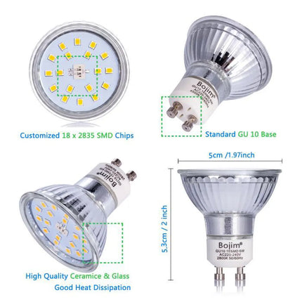 Set van 6 LED Inbouwspots GU10 - Neutraal Wit Licht met Lampen - Satijn - 6 W