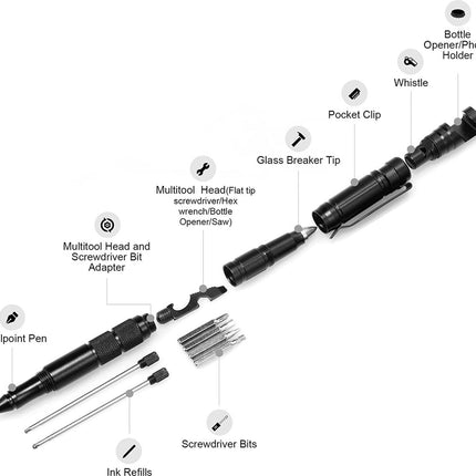 Multipen - 12-in-1 Heavy Duty Multitool – Tactische Pen met Zaklamp