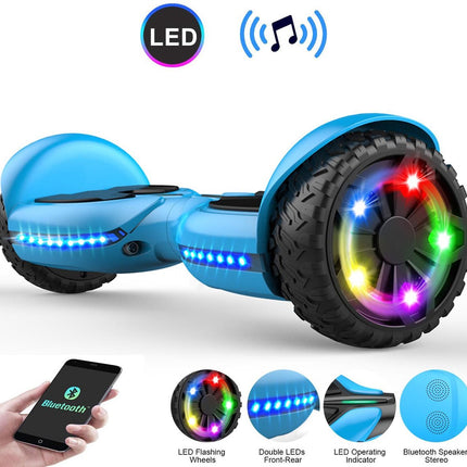 Hoverboard met LED-wielen, Bluetooth Speaker - Zelfbalancerend – Blauw- 7+