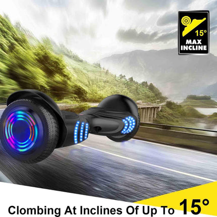 Hoverboard met LED-wielen, Bluetooth Speaker - Zelfbalancerend – Zwart- 7+