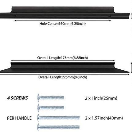 Keukenkast Handgrepen - Set van 10 - 22,5CM - Matzwart Aluminium