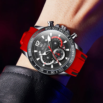 Stijlvol Chronograaf Herenhorloge – Waterdicht - Siliconen Band