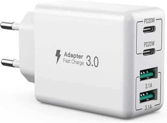 USB C Adapter - 40W – 4 Poorten - Snellader voor alle Apparaten