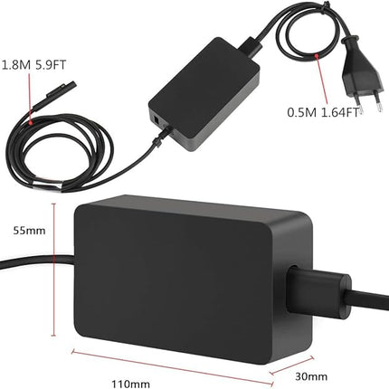 Oplader geschikt voor Surface Pro, Book en Laptop – 102 W - Snel - Met Extra USB Poort - 2 in 1