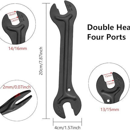 2-Delige Fietshub Sleutelset - Carbon - 13/14/15/16 mm Kegelsleutel - Voor Fietsnaven