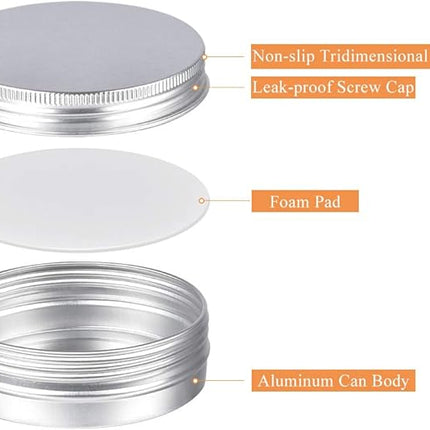 24 stuks aluminium potjes 120ml met schroefdeksel – zilver