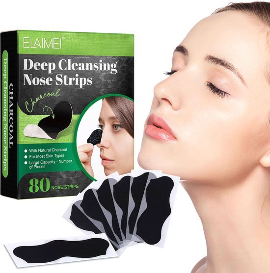 80x Houtskool Neusstrips – Mee Eters Verwijderen en Poriën Reinigen