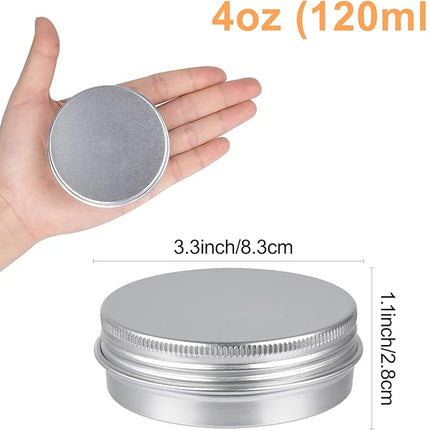 24 stuks aluminium potjes 120ml met schroefdeksel – zilver