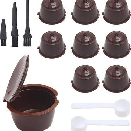 Herbruikbare Koffiecapsules - Set van 9 capsules - Inclusief borstels en schepjes - 5,5 CM bij 3,5CM