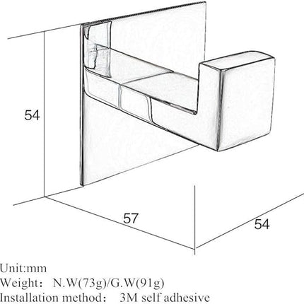 Towel Hooks - Self Adhesive 304 Stainless Steel Chrome - No Drilling - Chrome (A) Towel Hooks - Bathrobe Clothes Hooks