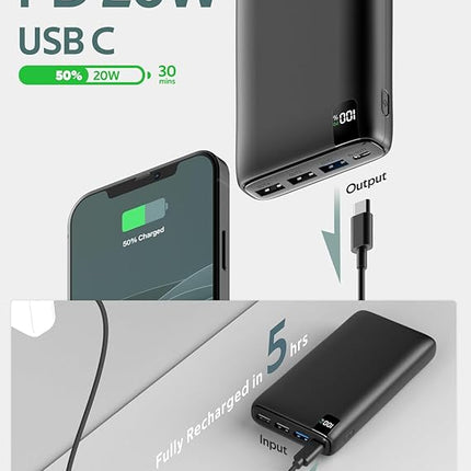 Powerbank - Krachtige Draagbare Oplader - USBC en USB - 22.5W Power Delivery