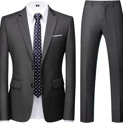 Herrenanzug - Slim Fit - 2-teilig - Anzug - Grau