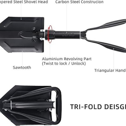 Faltbare Überlebensschaufel mit Spitzhacke – hochwertiger Kohlenstoffstahl, kompakt und tragbar