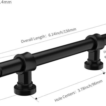 Set van 10 Kastgrepen – Mat Zwart – 96mm Boorgatafstand