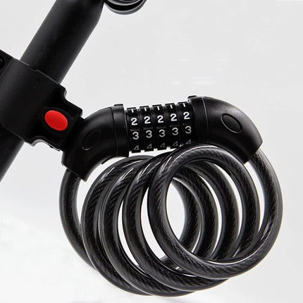 Bicycle Lock, 120 cm / 12 mm Cable Lock Security Level Very High Bicycle Lock with 5-Digit Combination Code and Metal Cable Bicycle Lock Heavy Duty for Bicycle Tricycle Scooter (Color: Black)