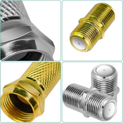 Set van 2 F-Connectoren - Coax Antenne Verloop - Waterdicht - Goud en Zilver