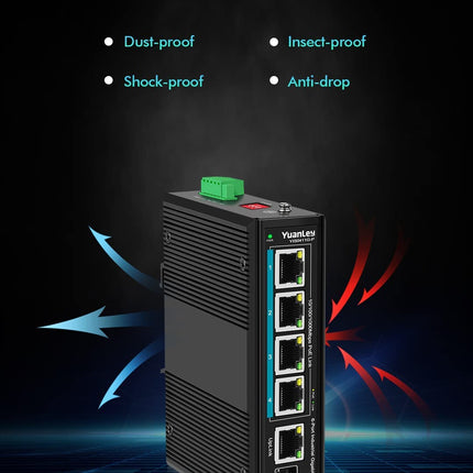 4-Port Industrial Gigabit PoE DIN Rail Switch, 4 PoE+ Ports 1000Mbps, 1 Gigabit Uplink, 1 SFP Port, IEEE802.3af/at 120W, Unmanaged, 16 Gbps Switching Capacity, IP40