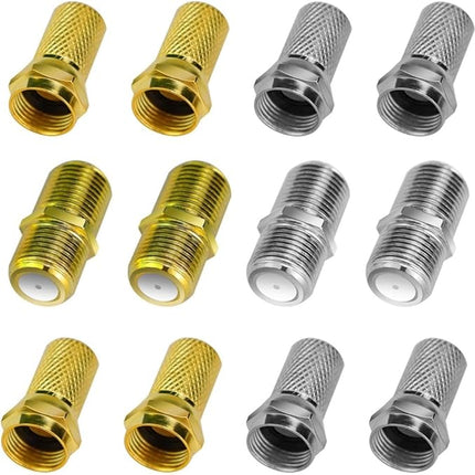 Set van 2 F-Connectoren - Coax Antenne Verloop - Waterdicht - Goud en Zilver