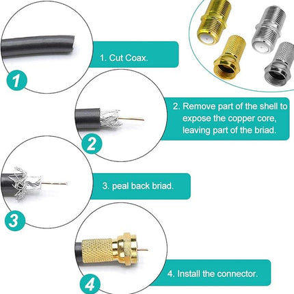 Set van 2 F-Connectoren - Coax Antenne Verloop - Waterdicht - Goud en Zilver
