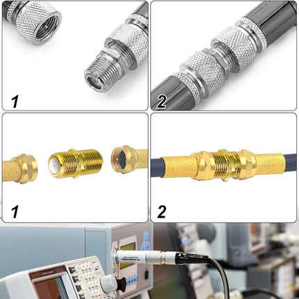 Set van 2 F-Connectoren - Coax Antenne Verloop - Waterdicht - Goud en Zilver