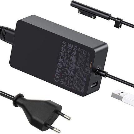 Oplader geschikt voor Surface Pro, Book en Laptop – 102 W - Snel - Met Extra USB Poort - 2 in 1
