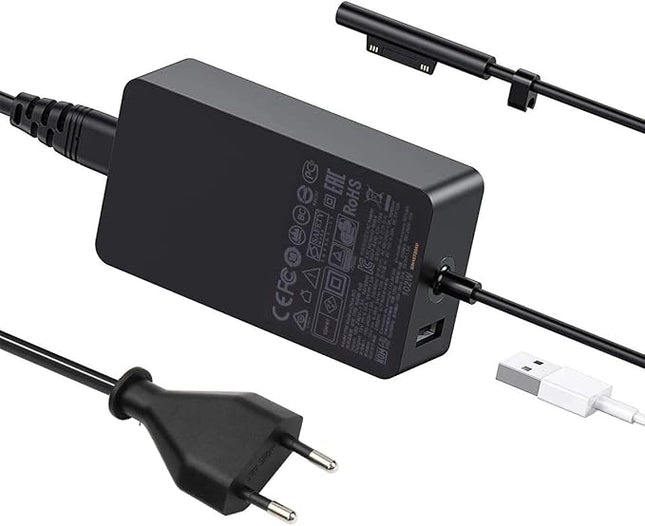 Oplader geschikt voor Surface Pro, Book en Laptop – 102 W - Snel - Met Extra USB Poort - 2 in 1
