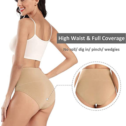 4 Pack Women's Cotton Stretch Underwear Soft Breathable High Waist Full Coverage Women's Panties Multipack - Size XL