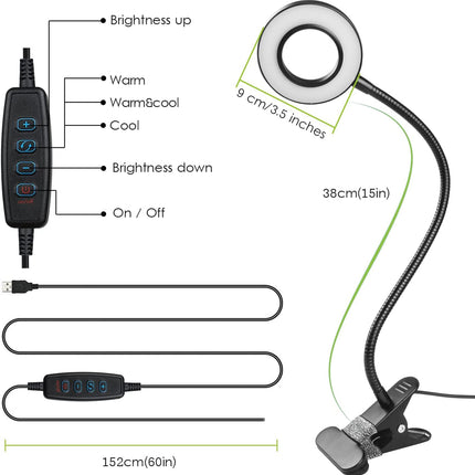Multifunctionele Clip-on LED Leeslamp - Verstelbare Helderheid en Kleur, Energiebesparend