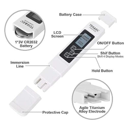 4 in 1 Digitale pH Meter en Waterkwaliteit Tester Set - pH TDS EC Temperatuur