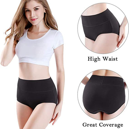 5 Pack Women's High Waisted Cotton Underwear Soft Full Briefs Women's Breathable Panties Multipack - Size 4 XL