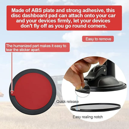 8x zelfklevende dashboard schijfpads 74 mm – voor Telefoon en GPS